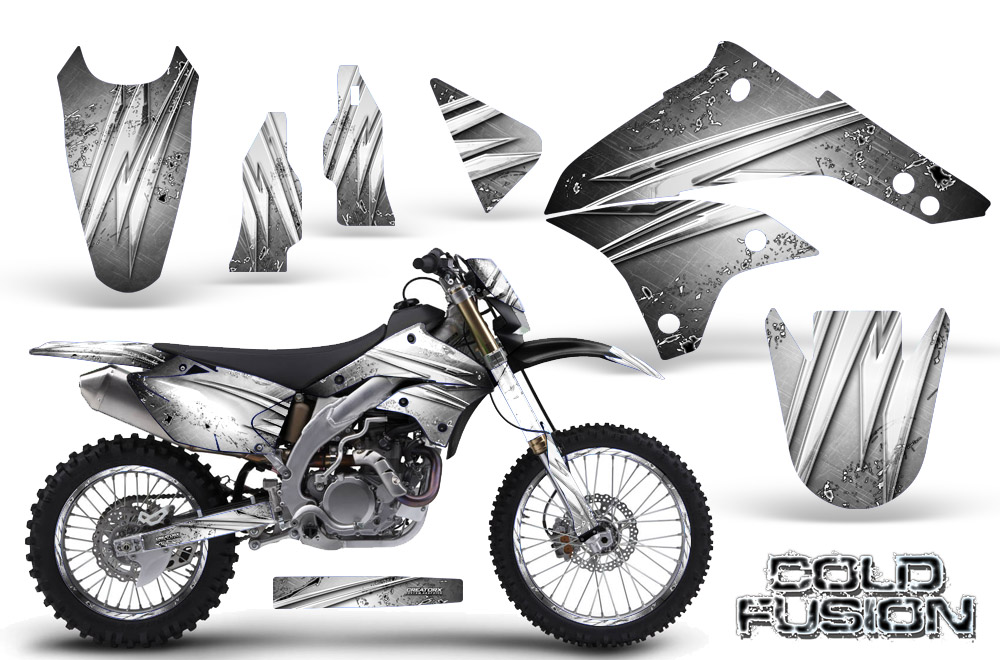 Kawasaki KLX450 Graphics Kit 08-12 Cold Fusion White NP Rims